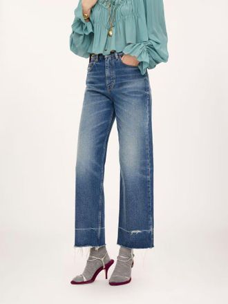 Chlo&eacute; Wide-Leg Cropped Jeans - Blue