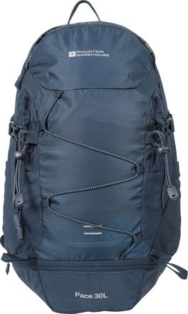 Mountain Warehouse Pace 30L Rucksack - Hydration Compatible Backpack, Airflow Back System Rucksack, Packaway Rain Cover - For Travelling, Camping, Hiking Navy