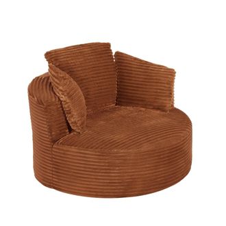 Urban Meuble Sill&oacute;n lounge redondo de pana con asiento profundo, Naranja
