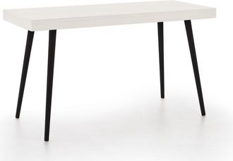 HOGAR 24 Escritorio de madera maciza natural, color blanco y negro