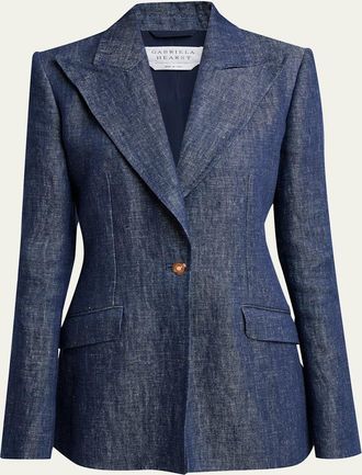 Gabriela Hearst Leiva Linen Single-Breasted Blazer Jacket