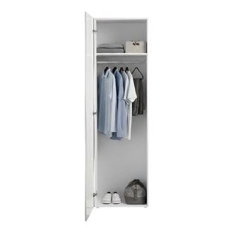 Dmora Armario Multiusos 1 Puerta Azalea, Zapatero 1 Estante, Armario Multifuncional, 100% Made In Italy, 63x40h187 Cm, Blanco Brillo