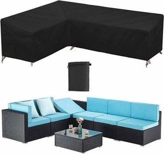OEM Funda Para Mesa De Jard&iacute;n, Con Bolsa De Almacenamiento 222 X 286 X 78 Cm, Funda Impermeable Negra Para Sof&aacute; Esquinero Forma L, Jard&iacute;n 210d Anti