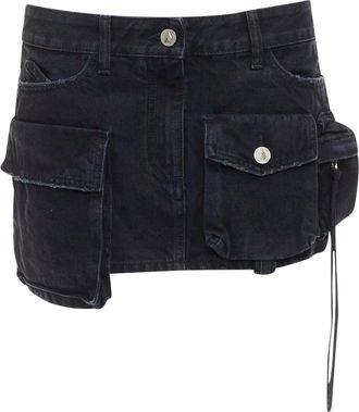 The Attico fay denim pocketed cargo mini skirt