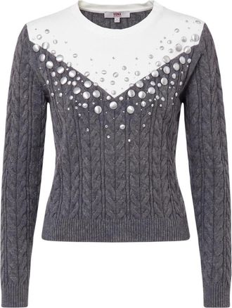 Liu Jo Maglia Chiusa Tf 6187 Ma 25S - Dames - Ronde hals truien - Grijs - L - Polyester - Truien & Vesten