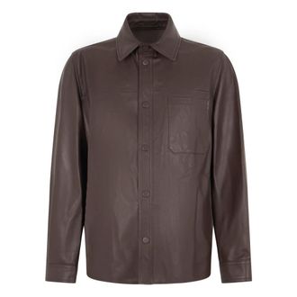 Slowear Overshirt in pelle - - Jackets - Uomo - Marrone - L