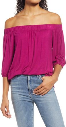Loveappella Off the Shoulder Top in Magenta at Nordstrom, Size X-Large