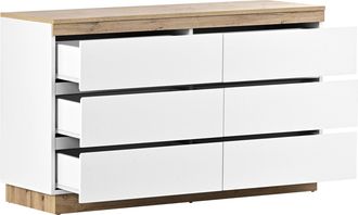 STILVORA C&oacute;moda Con 6 Cajones Y Armario, Estilo Cl&aacute;sico, En Tablero De Part&iacute;culas E1, Blanco Y Roble