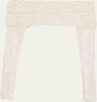 Elie Saab Beaded Tulle Off-The-Shoulder Long-Sleeve Bolero