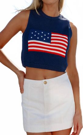 Show me your Mumu Milo Sleeveless Tank Top In Navy Flag