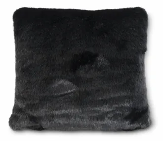 K&K Interiors Faux Fur Pillow In Black
