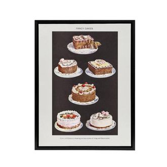 Artery8 Fancy Cakes Mrs Beeton Household Management Framed Canvas Wall Art in White | Size: W24 x H32