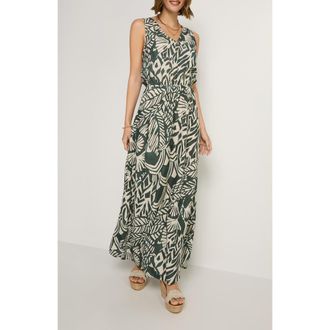Lascana Womens Flowy V-Neck Maxi Dress in Green Ivory at Nordstrom, Size 12