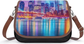 Generic New York City Night Skyline Small Womens Crossbody Bags Shoulder Handbag with Adjustable Strap for Travel