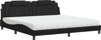 vidaXL Cama Con Colch&oacute;n Cuero Sint&eacute;tico Negro 200x200 Cm Vidaxl