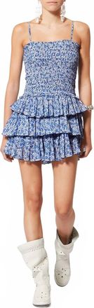 Isabel Marant Elodie Ruffled Floral-Print Dress In Blue