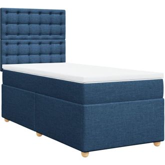 vidaXL Vidaxl - Cama Box Spring Con Colch&oacute;n Tela Azul 90x190 Cm