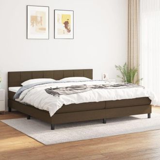 vidaXL Cama Box Spring Con Colch&oacute;n Tela Marr&oacute;n Oscuro 200x200 Cm Vidaxl