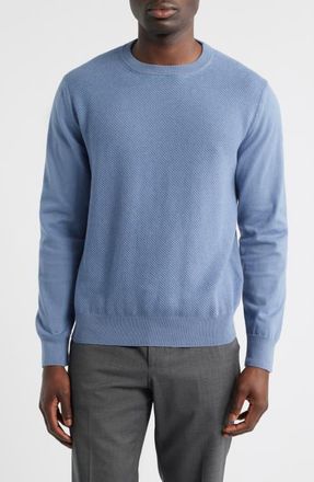 Canali Cotton Crewneck Sweater in Blue at Nordstrom, Size 42 Us