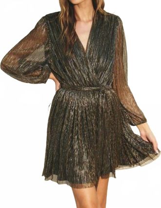 Dress Forum Holiday Glam Lurex Mini Dress In Black Gold/silver Shimer