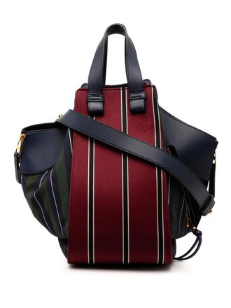 Loewe 2018 Medium Stripes Canvas and Leather Hammock satchel - Red