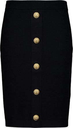 Balmain Coin-Button Midi Rok - Dames - Midirokken - Zwart - XL - Polyester - Rokken