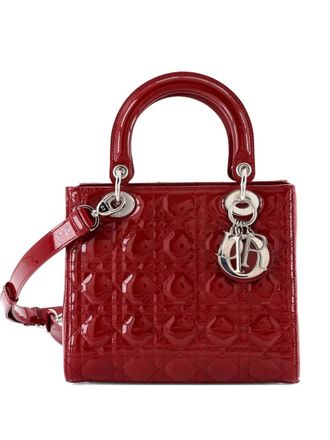 Dior Lady Dior Bag Cannage Quilt Patent Medium satchel - women - Patent Leather - One Size - Red