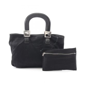 Fendi Black Canvas Leather Tote Bag (Pre-Owned)