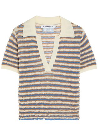 Bernadette Bernadette Ophelia Striped Fine-knit Polo top - Beige - S (UK8-10 / S)