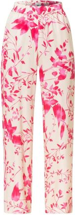 Riani Botanic Printed Palazzo Broeken - Dames - Wijde Broeken - Roze - M - Katoen - Broeken