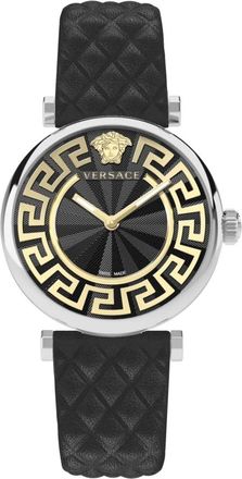 Versace Lady 35mm Zwart Leren Horloge - Dames - Horloges - Veelkleurig - ONE Size - Accessoires