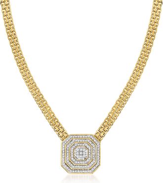 Ross-Simons Diamond Cluster Necklace in 18kt Gold Over Sterling