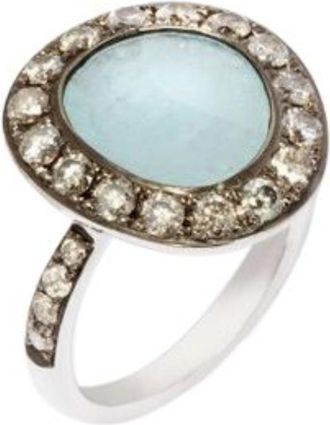 Annoushka Dusty Diamonds 18ct White Gold Aquamarine Ring - Size M Size M