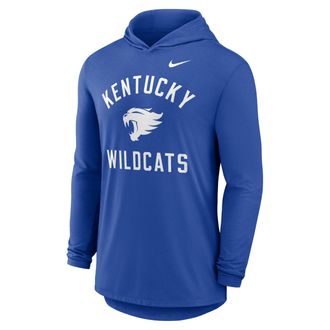 Nike Kentucky Campus Arch Nike Mens Dri-FIT College Long-Sleeve Hooded T-Shirt in Blue | 01NB4EVNKY-SSR