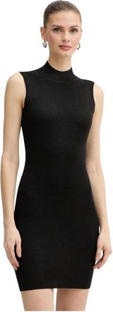 A|X Armani Exchange Jurk van Ribgebreide Stof zonder Mouwen - Dames - Kleedjes - Zwart - L - Polyester - Kleedjes