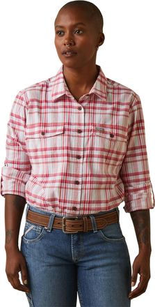 Ariat Womens Rebar Made Tough DuraStretch Work Shirt Long Sleeve in Cherries Julibee Plaid Cotton, Size X-Small, by Ariat