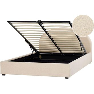Beliani Cama Con Almacenaje De Poli&eacute;ster Beige 160 X 200 Cm Otomana Vaucluse