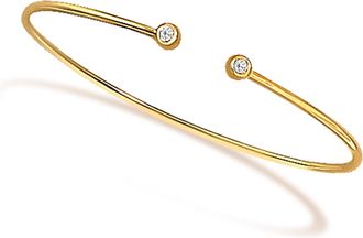 House of Brilliance 10K Yellow Gold plated Sterling Silver Lab Grown Diamond Accent Bezel Cuff Bangle Bracelet