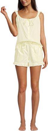 Lands End Poplin 2 Piece Pajama Set - Tank Top and Shorts in Pale Yellow/white Stripe at Nordstrom, Size X-Large