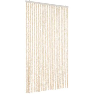 vidaXL Cortina Antimoscas Chenilla Beige Y Blanco 100x200 Cm Vidaxl