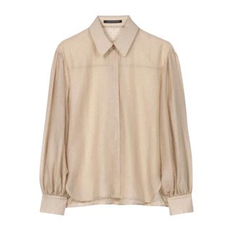 Luisa Cerano Dames, Blouses & Shirts, Beige, Maat: XL Leer
