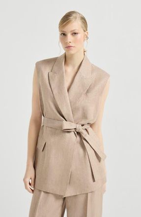 Brunello Cucinelli Twill vest with monili in Antique Pink at Nordstrom, Size 34 It