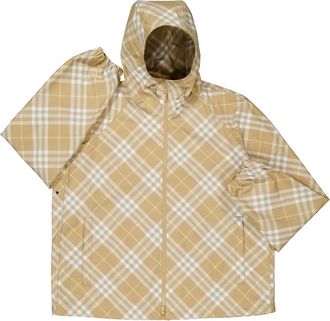 Burberry Check-Print Hooded Jacket, Size Large