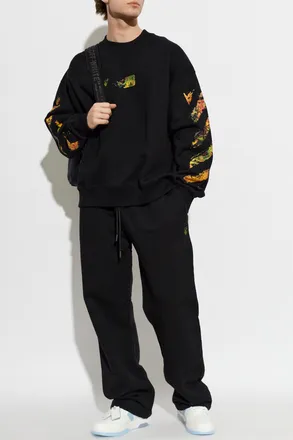 Off-white Sweatshirt With A Multicolored Printed Logo, Mens, Black