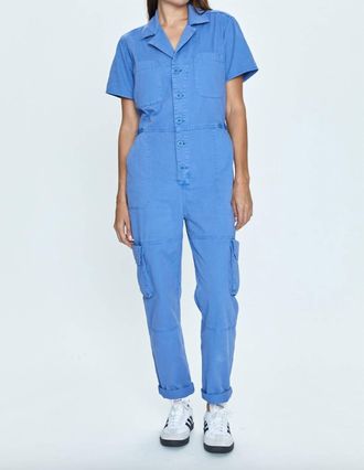 Pistola Denim Grover Cargo Jumpsuit In Ocean Blue