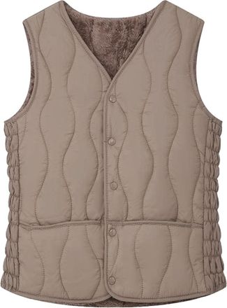 Generic Gilet for Women UK Quilted Body Warmer Sherpa Fleece Gilet Padded Waistcoat Down Vest Thermal Body Warmer Ladies Button Up Quilted Jacket Sleeveless P