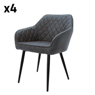 ML Design 4x sillas de comedor antracita tapizado pu respaldo y reposabrazos