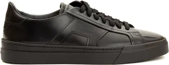 Santoni Double-Buckle Brushed Calf Leather Sneakers