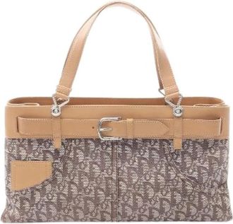 Dior Pre-owned Trotter Canvas Leather Handbag - Dames - Vintage Handtas - Bruin - ONE Size - Leer - Vintage