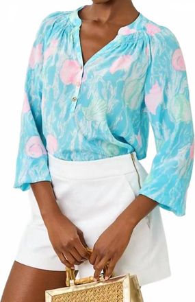 Lilly Pulitzer Elsa Silk Top In Capri Blue Shelden